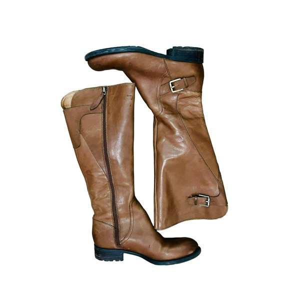 Franco Sarto Women's Perk Motorcycle Boot 7M Smooth Cognac Leather - Picture 6 of 10